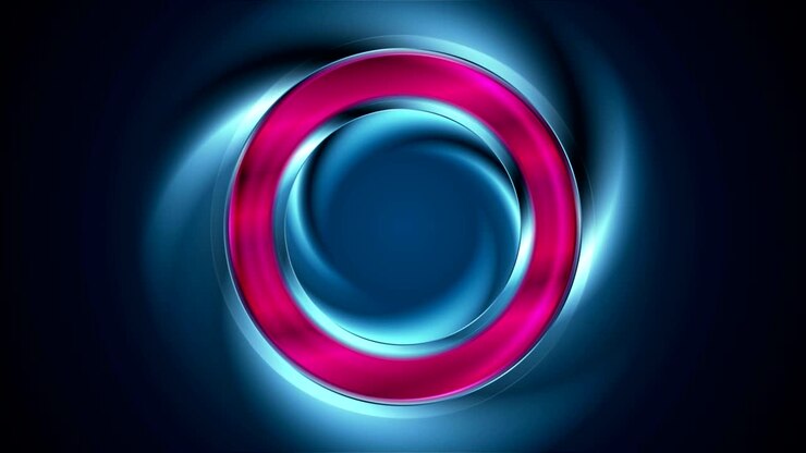 Animación de video abstracta de anillo brillante de neón resplandeciente