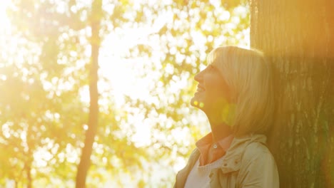 happy woman in park