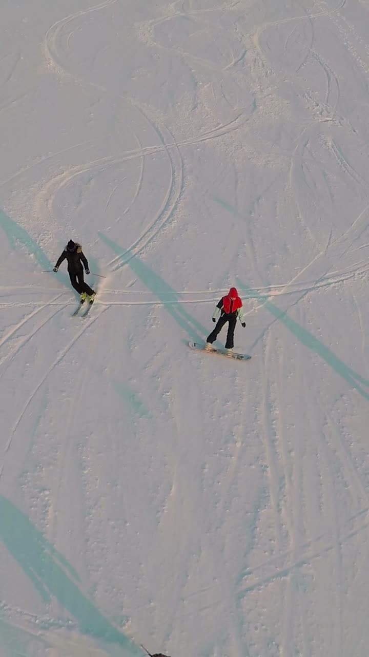 Snowboarding and Skiing in Winter