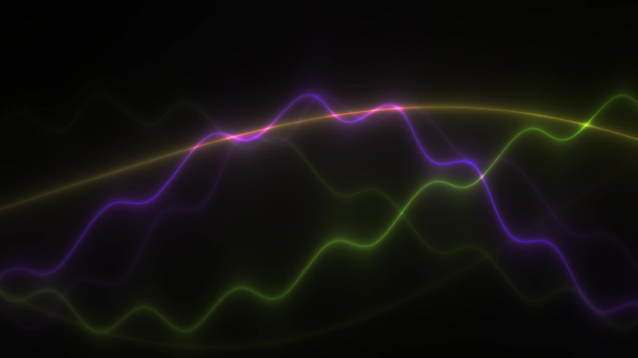 Abstract Glowing Neon Lines Moving and Intersecting on Black Background