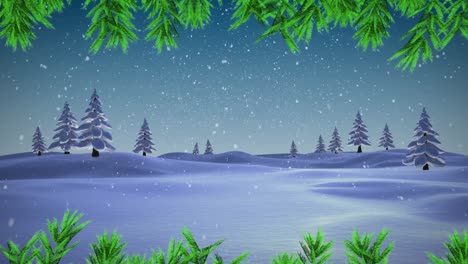 Animation-of-snow-falling-over-winter-scenery