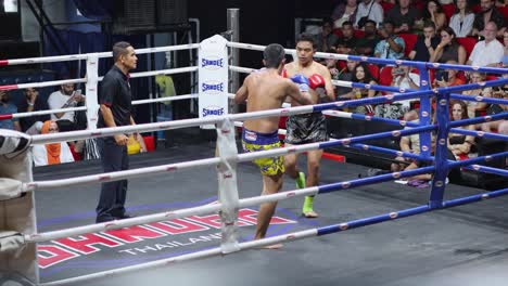 kickboxing match with active referee participation