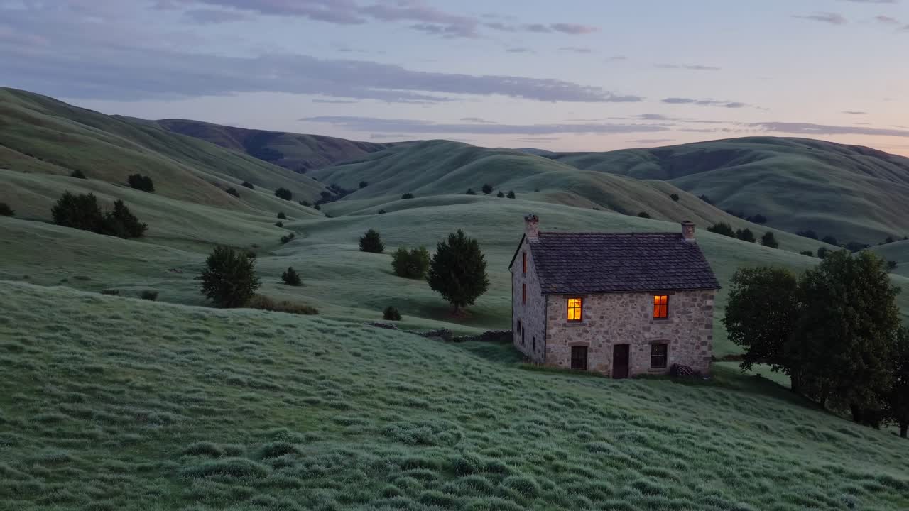 Country Farmhouse at Sunrise