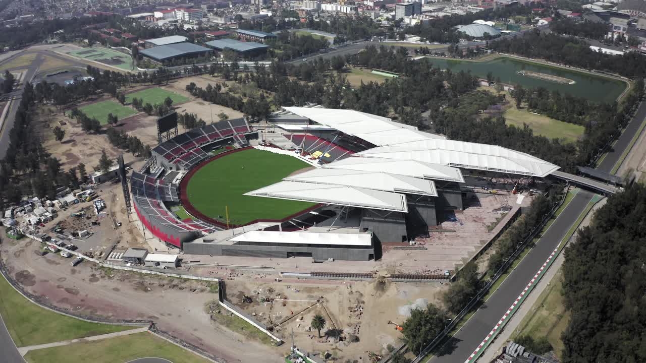 toma aerea del nuevo estadio alfredo harp helu del equipo diablos rojos en la ciudad de mexico