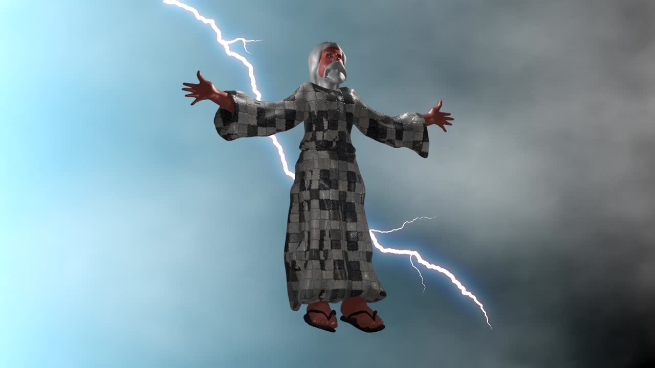 3D modeling animation of the Biblical character Enoch in a children's style