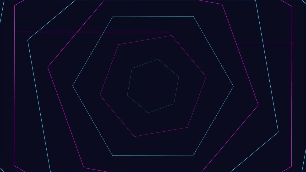 Abstract Geometric Hexagon Tunnel Animation with Neon Lines
