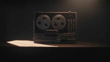 a vintage tape recorder in a blinking light