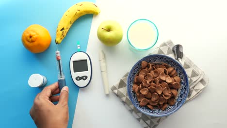 diabetes management: a healthy breakfast and blood sugar check