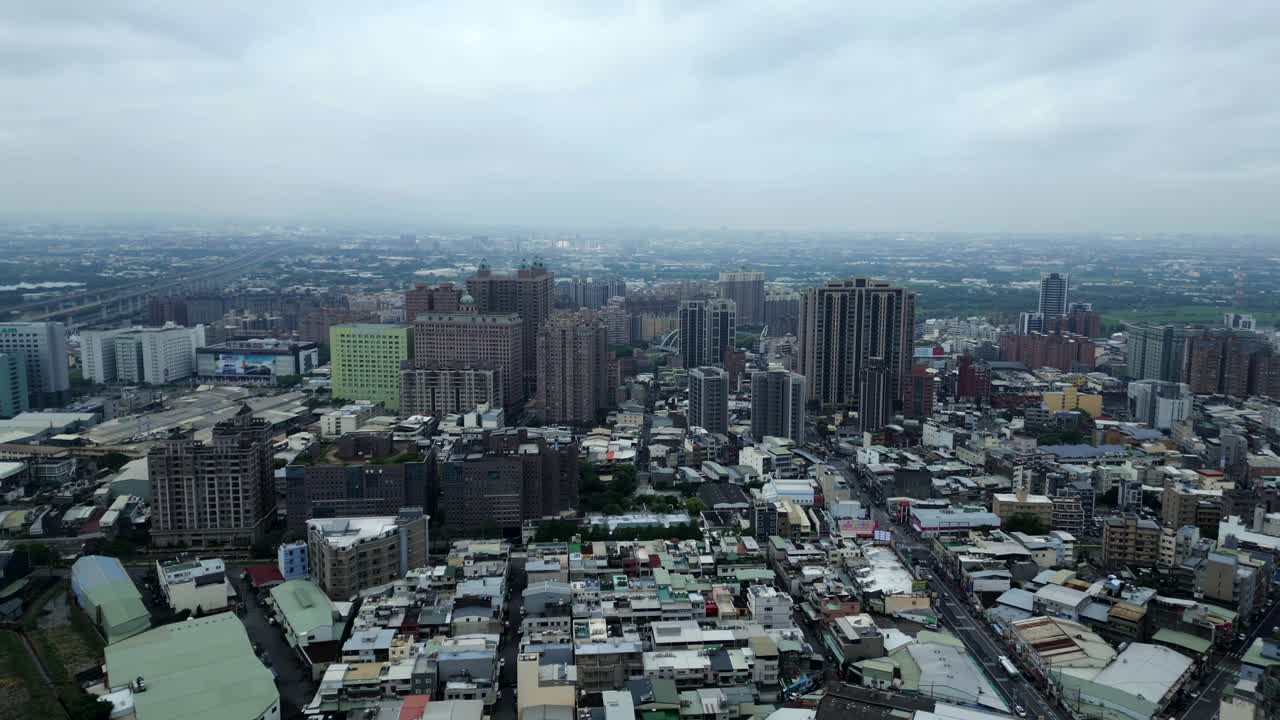 High panoramic aerial view of the Luzhu district in Taoyuan City, Taiwan.