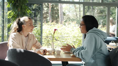 friends having coffee in a cafe