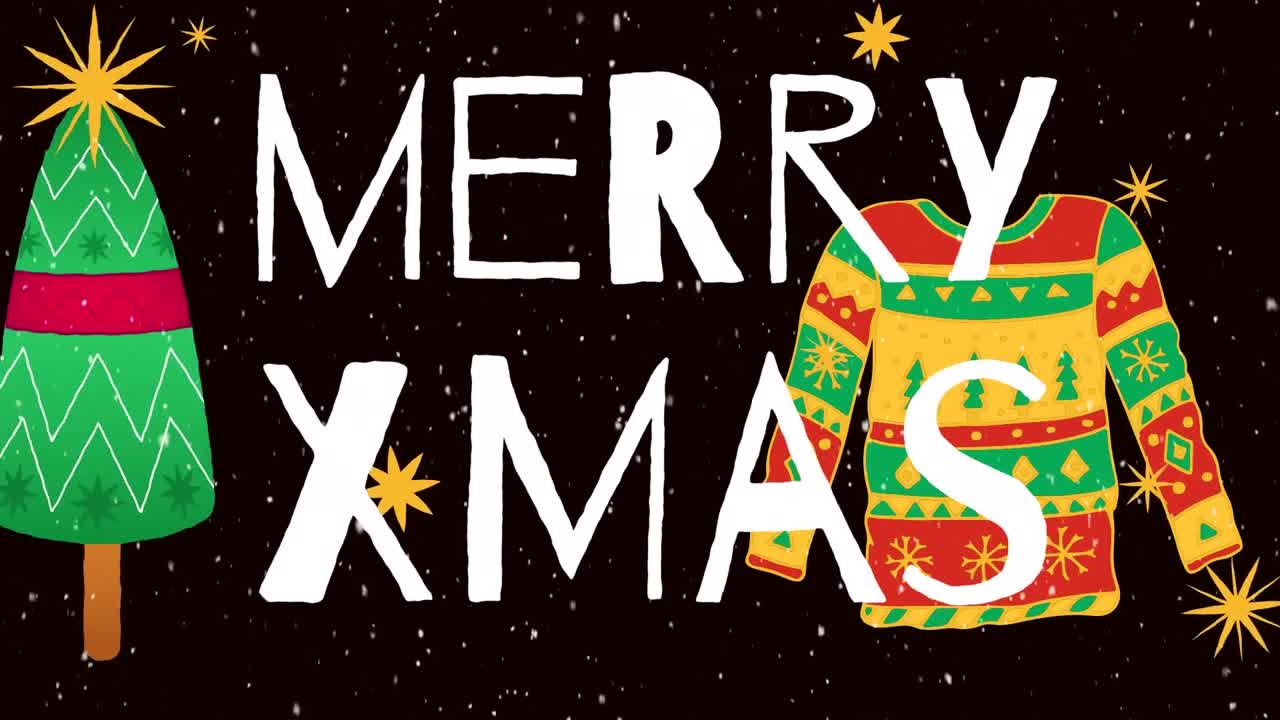 animación de la nieve cayendo sobre el texto de feliz navidad