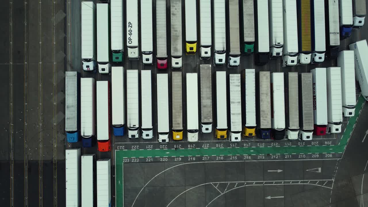 Aerial View of Truck Parking Lot