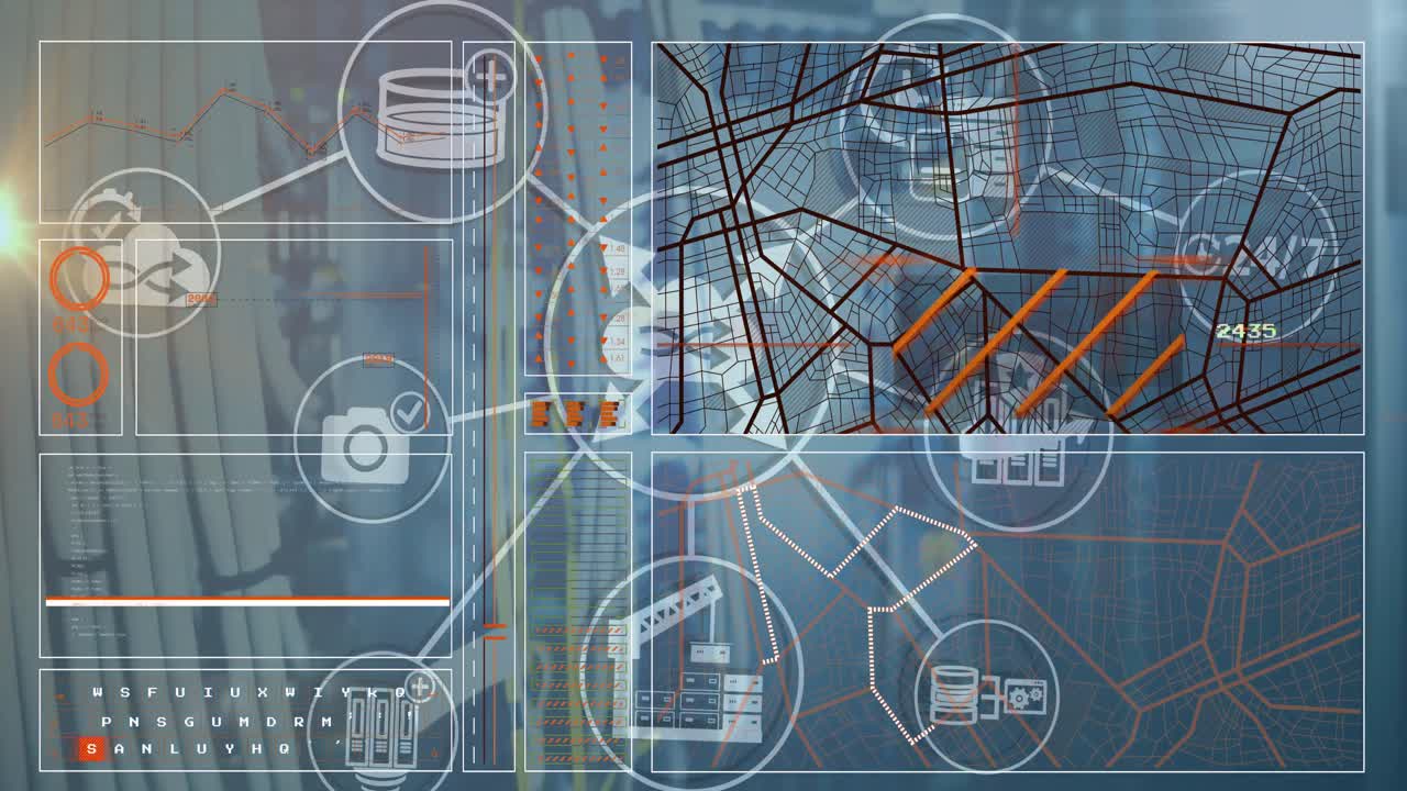 red de conexiones a través de la sala de servidores