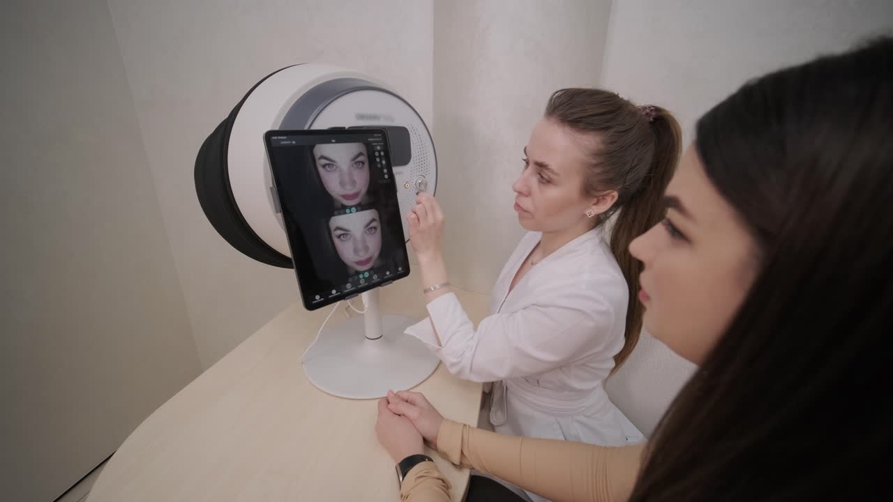 um sistema de imagem facial de análise digital inteligente da pele para salão de beleza