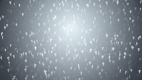 muchos signos de interrogación bucle plata y símbolos blancos girando y moviéndose fondo bucle oscuro.