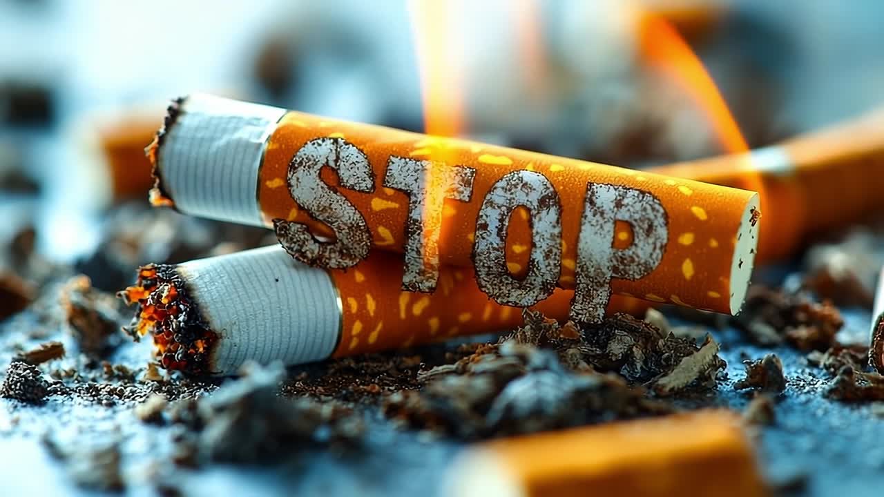 Smokers should take action to quit now. Cigarettes burn with a strong message urging smokers to stop and consider quitting for better health.