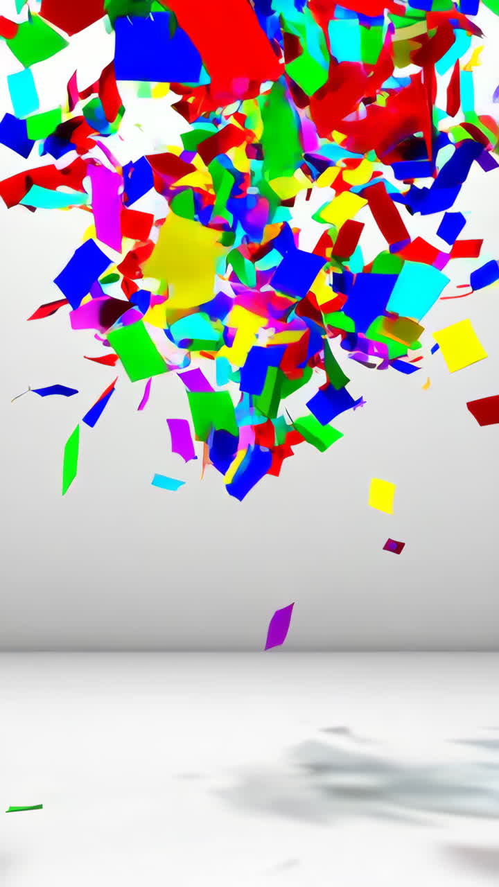 Colorful Confetti Falling Against a White Background