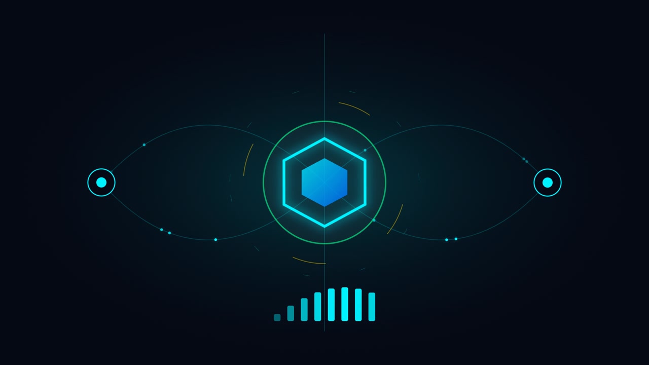 Abstract Digital Hexagon Interface with Pulsing Data Visualization