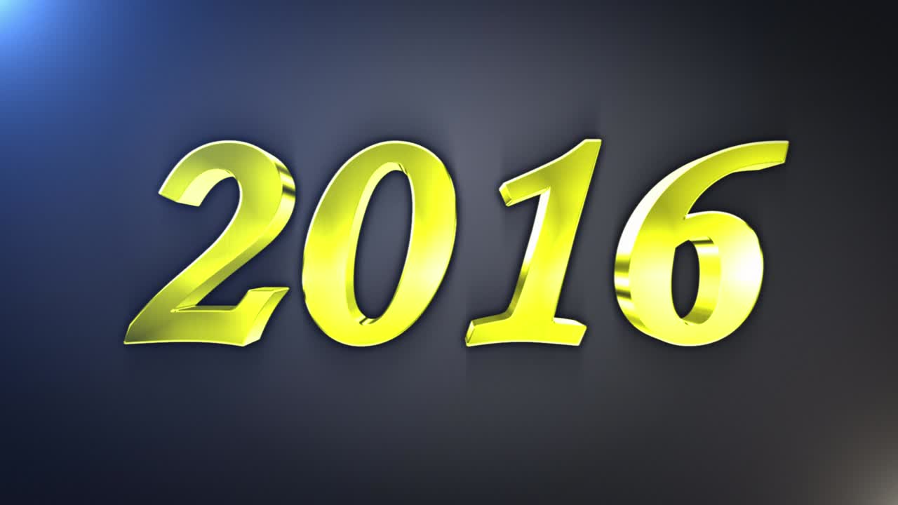 2016, Gold Explosion New Year Text, with Alpha Channel, Loop, 4k