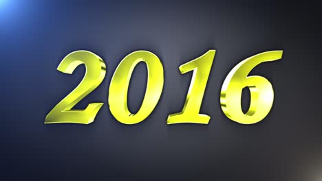 2016, explosión de oro texto de año nuevo, con canal alfa, bucle, 4k