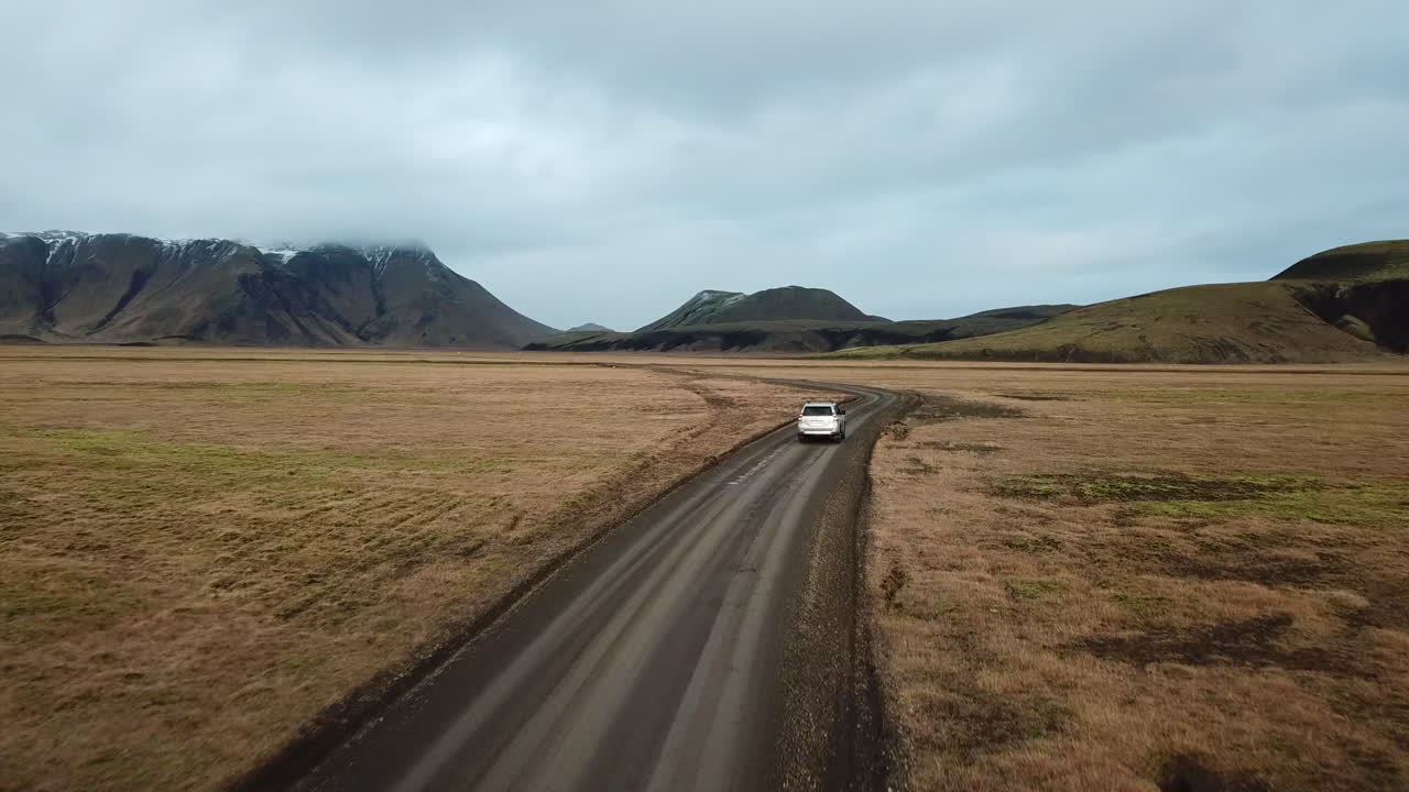 Driving on a Scenic Dirt Road in Iceland