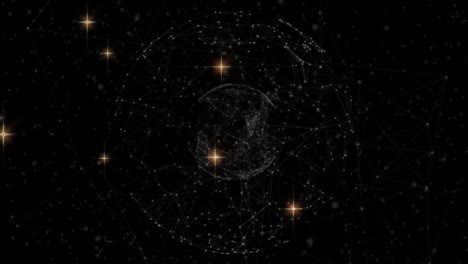 Animation-Von-Sternen-über-Dem-Globus-Der-Verbindungen