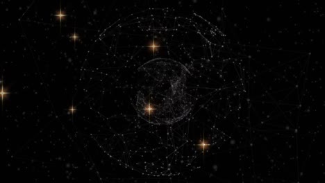 animación de estrellas sobre el globo de conexiones