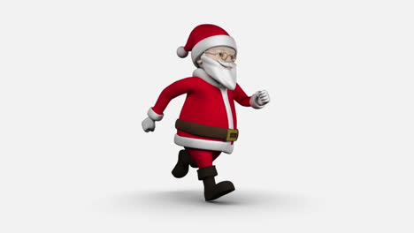 Cartoon-Santa-running-on-white-background