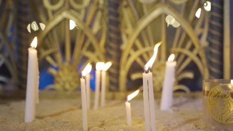 candles burning in the church.