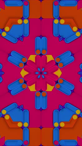 colorful 3d geometric kaleidoscope with sliding shapes. looped animation vertical