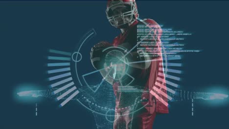animación de radar y datos sobre el jugador de fútbol americano
