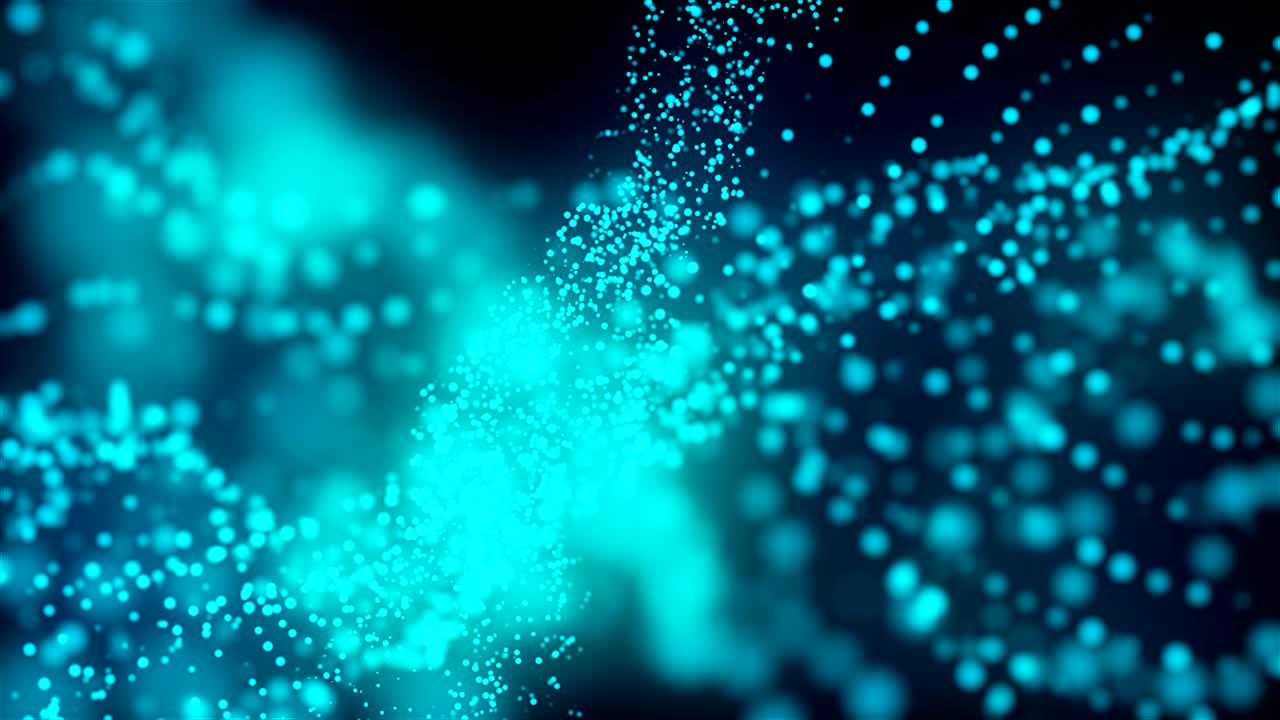 Abstract flowing bright particles as sea water, computer generated abstract background, 3D render