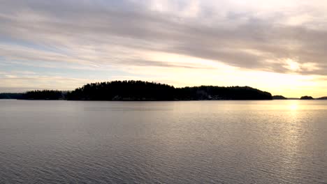 lake at sunset, peaceful and calm. scandinavian landscape