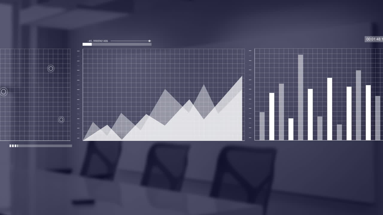 animación del procesamiento de datos financieros en el escritorio de la oficina.