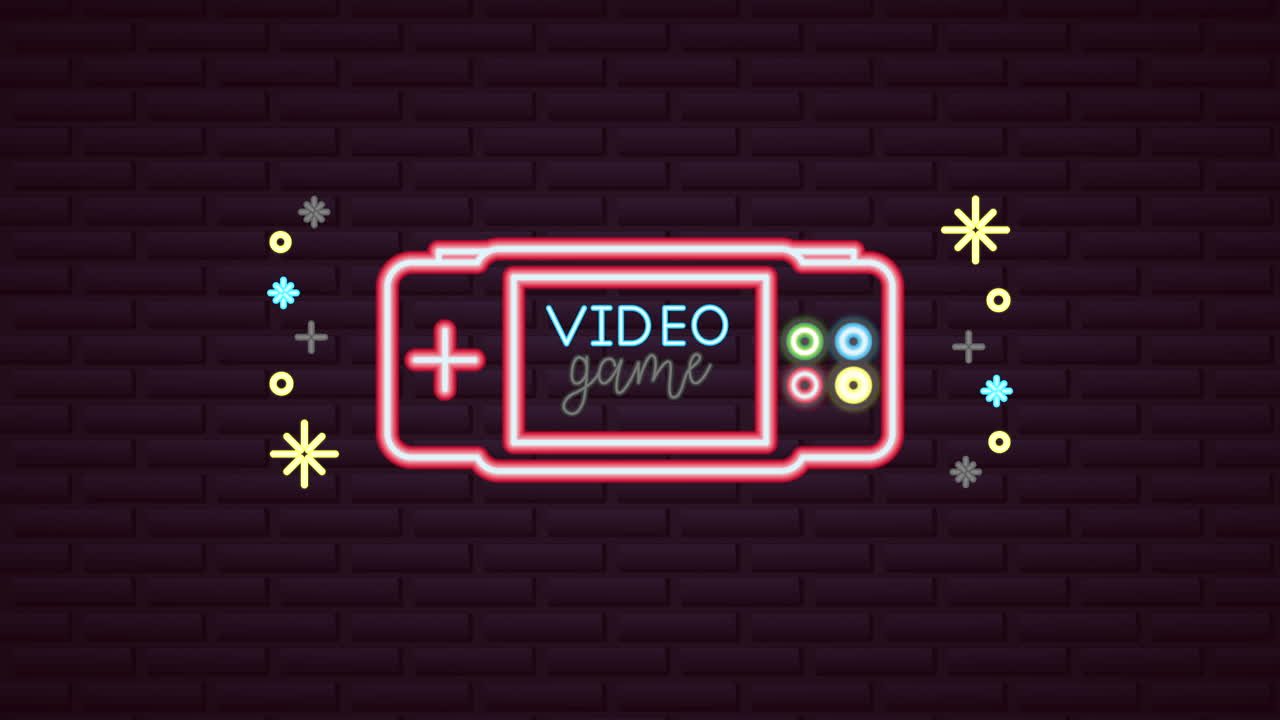 dispositivo de empuñadura de videojuegos de pared con luz de neón