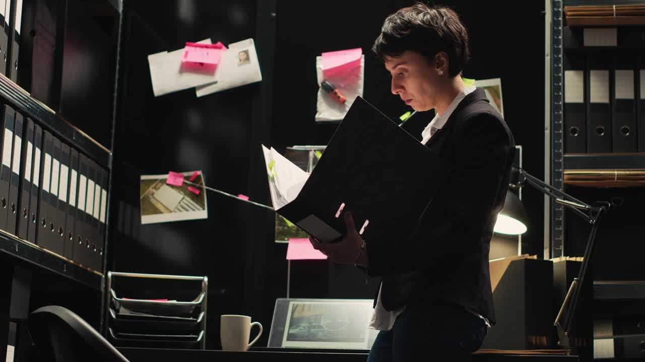 Detective Investigating a Case in an Office