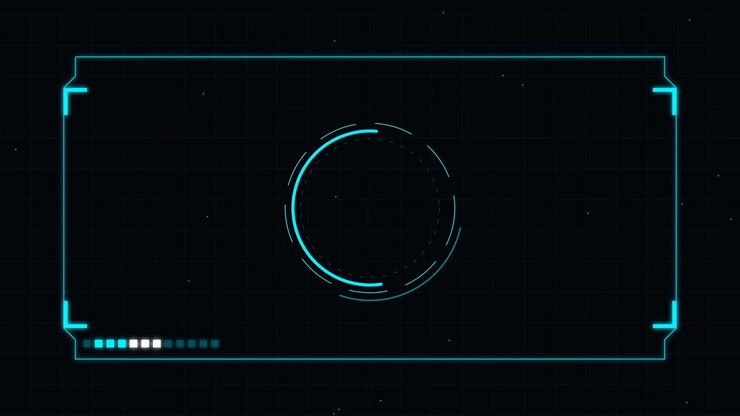 Futuristic Digital HUD Interface with Scanning Circular Elements