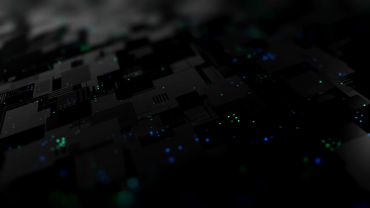 Abstract high tech digital technology background made of particles and metallic plates.