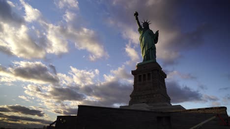 statue of liberty shaded at eventide