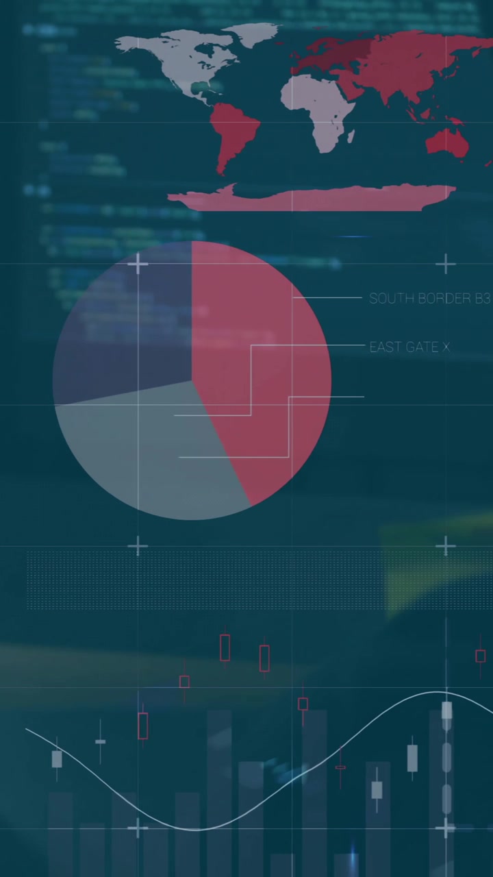 Animazione dell'elaborazione di dati finanziari su un uomo d'affari in ufficio