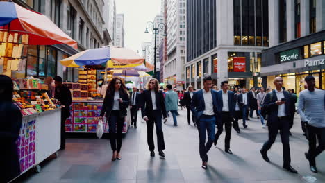 busy city street scene with pedestrians