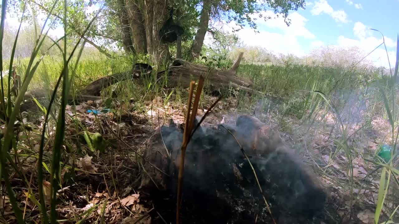 슬로우 모션 - 모닥불이 꺼진 후 연기