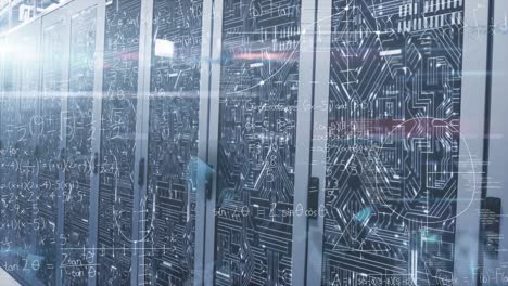 animazione di equazioni matematiche e elaborazione dei dati sulla sala server