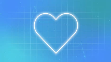 animación de cardiógrafo con corazón en fondo azul