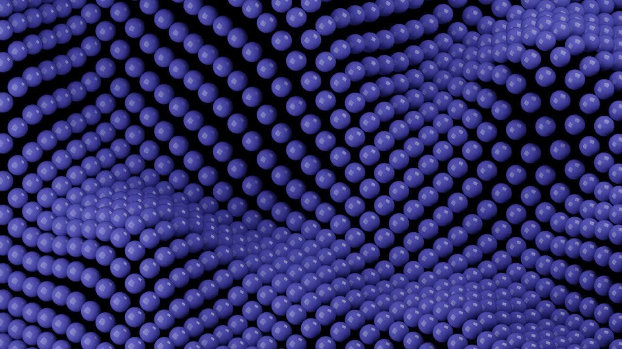 bolas violetas 3d movimiento ondulado en un fondo negro. mínimo movimiento gráfico animación de bucle sin costuras