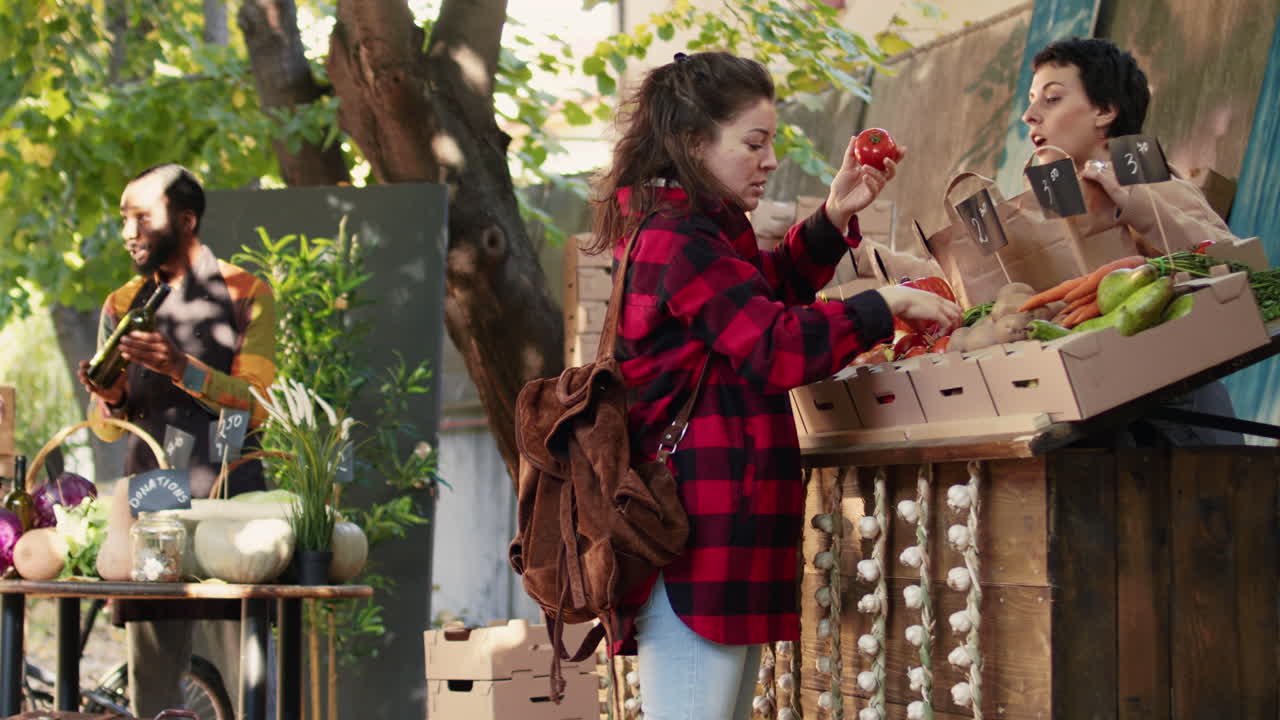 People Shopping for Fresh Vegetables at a Farmers Market