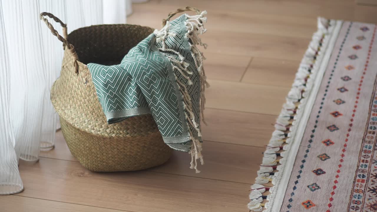 Basket with Throw and Rug