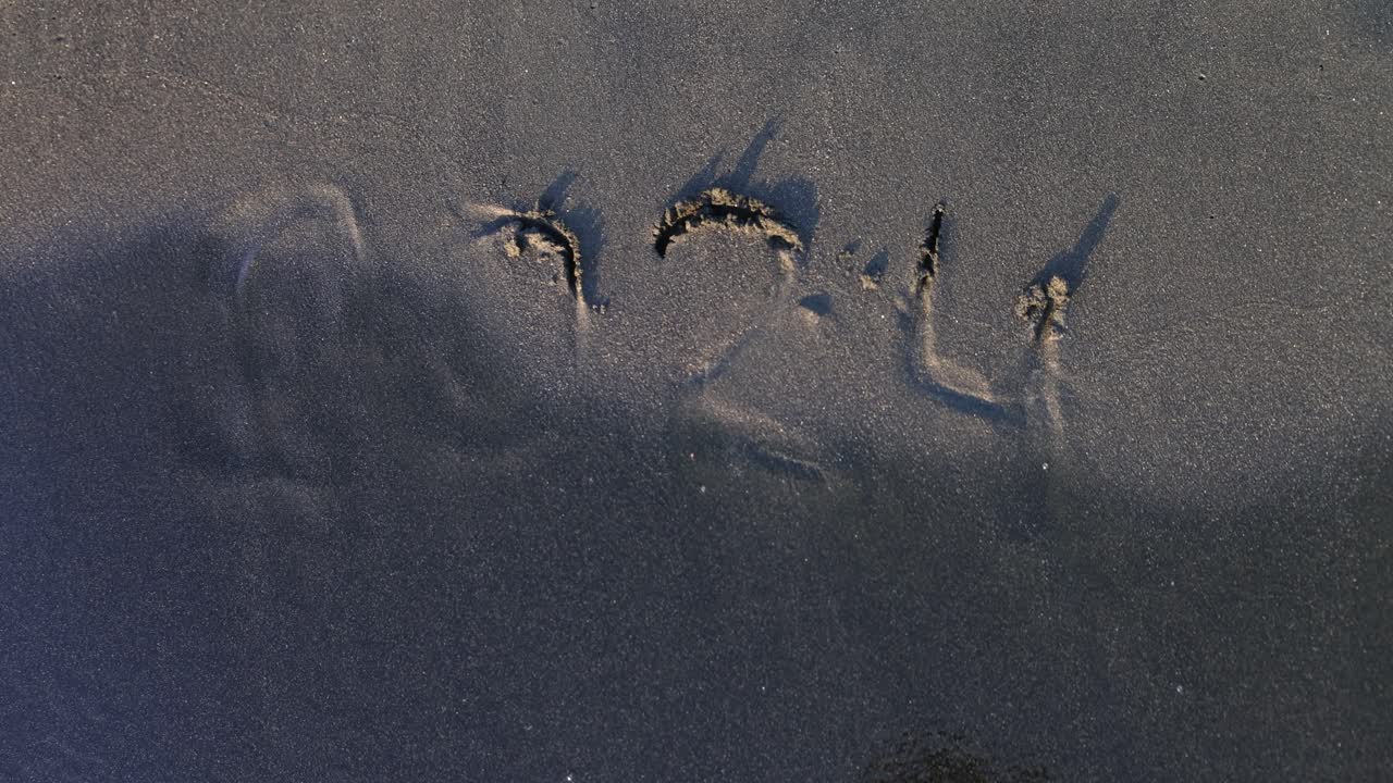 2024 written in sand on a beach with water