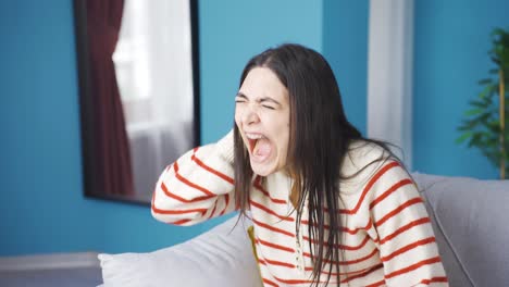 young woman having nervous breakdown screaming, shouting.