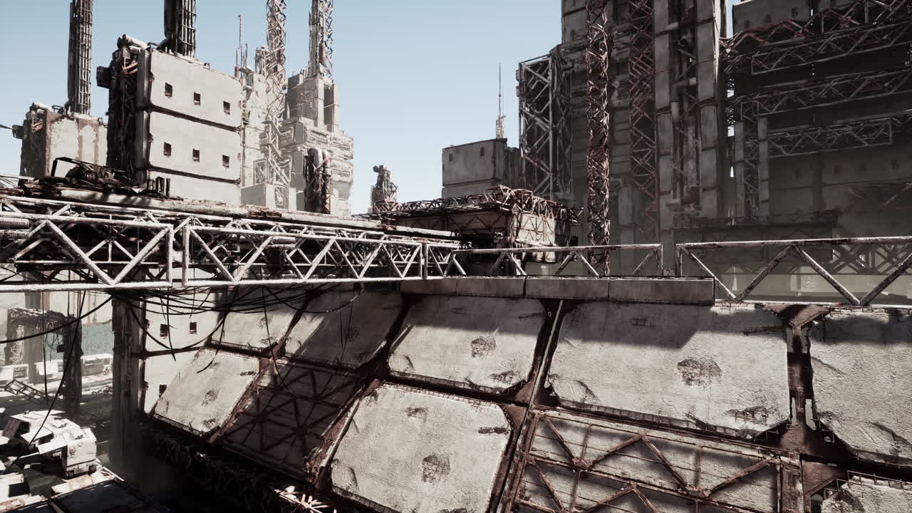 포스트 아포칼립스 산업 도시 풍경